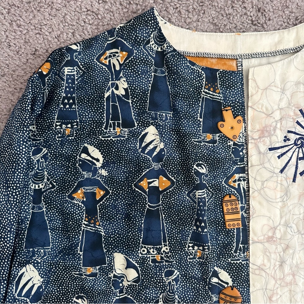 Patchwork Tunic Open Front Blazer - image 11